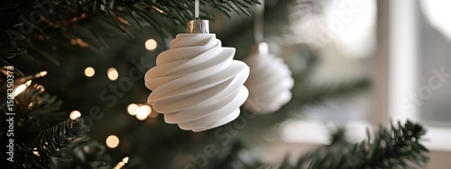 Elegant White Christmas Ornament on a Festive Tree