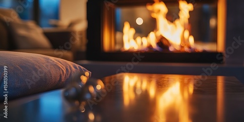 Cozy Evening by the Fireplace: Warmth and Comfort in a Modern Living Room