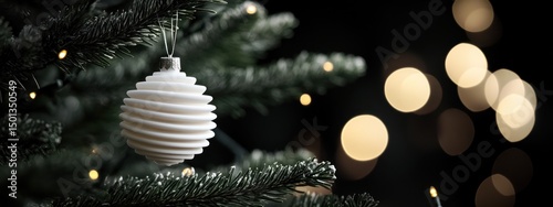 Elegant White Christmas Ornament on a Festive Tree
