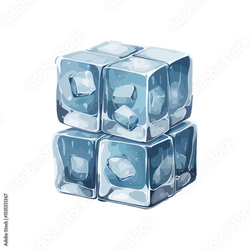 ice cubes on white background