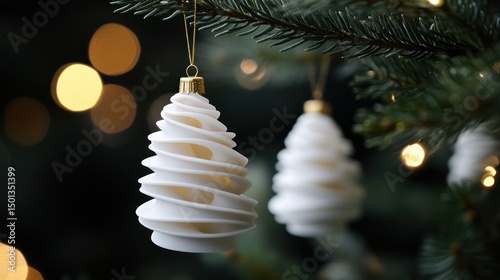 Elegant White Christmas Tree Ornaments