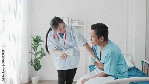 Doctors are providing counseling regarding prostate and venereal cancers that have been detected in a young man. Doctors provide advice and guidance on prostate cancer detection and appropriate treatm