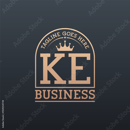 Luxury KE Logo with Crown. Elegant Letter KE Business Logo