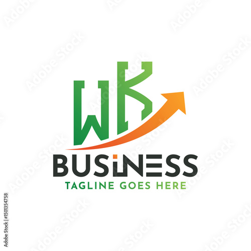 WK Finance Logo. Letter WK Logo Business Success. WK Growth Arrow Financial Success Logo Design