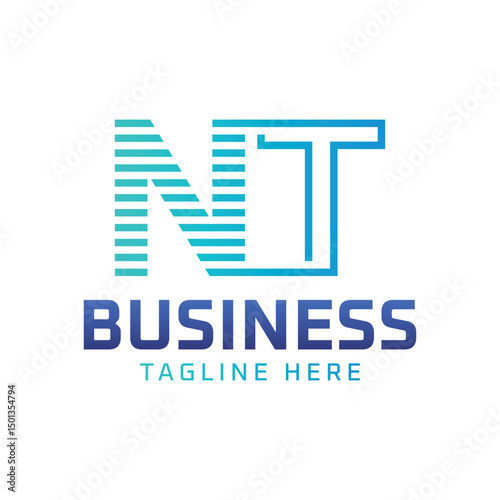 NT Logo Design. Sleek Modern Letter NT Logo for Business