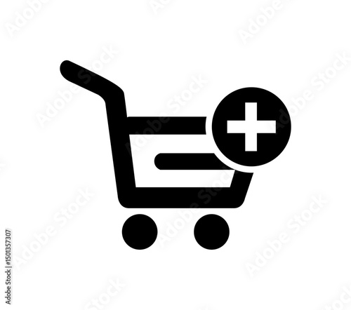 Shopping cart icon on black colour