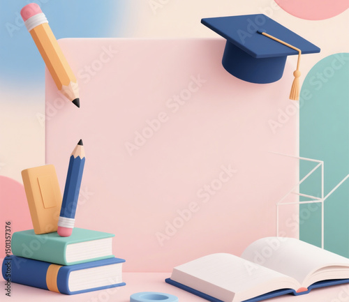 Background with Books and Learning Elements