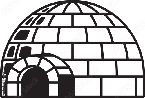 Northern Igloo Silhouette Vector | Black Vector Art Illustration for Arctic Architecture