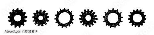 Vintage gear drawn illustration. Industrial cogwheel design. Flat vector illustration isolated on white background.