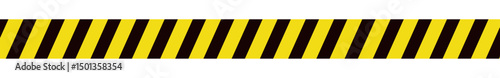 Yellow danger strip with construction warning signs. Safety barrier and hazard tape pattern. Flat vector illustration isolated on white background.