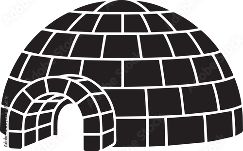 Northern Igloo Silhouette Vector | Black Vector Art Illustration for Arctic Architecture