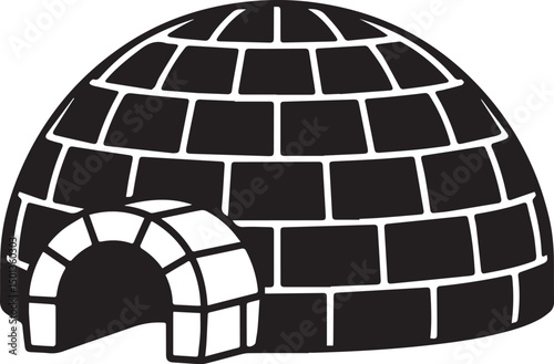 Northern Igloo Silhouette Vector | Black Vector Art Illustration for Arctic Architecture