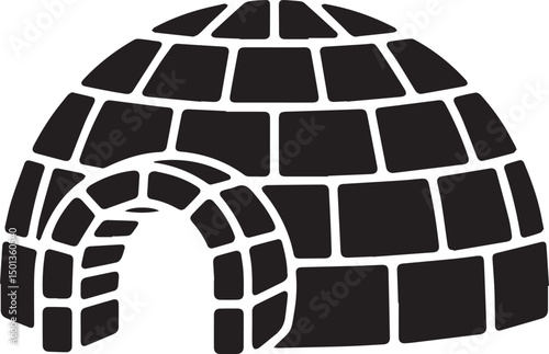 Northern Igloo Silhouette Vector | Black Vector Art Illustration for Arctic Architecture