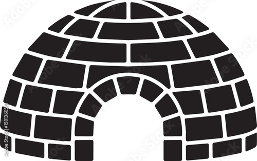 Northern Igloo Silhouette Vector | Black Vector Art Illustration for Arctic Architecture