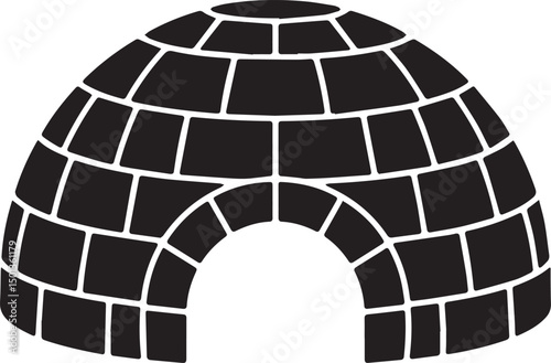 Northern Igloo Silhouette Vector | Black Vector Art Illustration for Arctic Architecture