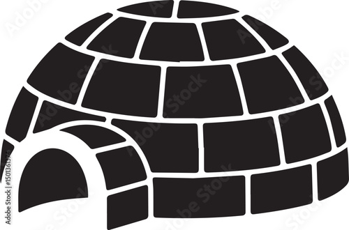 Northern Igloo Silhouette Vector | Black Vector Art Illustration for Arctic Architecture