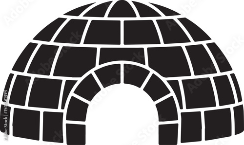 Northern Igloo Silhouette Vector | Black Vector Art Illustration for Arctic Architecture