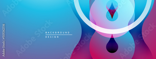 Abstract gradient background. Smooth shapes overlap, creating dynamic visual effect. Blue transitions to purple hues. Modern design element.
