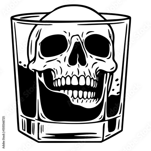 Skull in Whiskey Glass