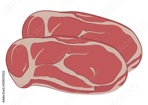 Simple illustration of two pieces of beef meat or steak – isolated graphic without background, ideal for food design, butcher shops, or culinary topics.