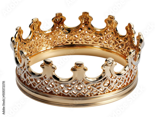 Regal Crown: A finely crafted golden crown, resplendent with intricate details, evokes a sense of majesty and power. This piece of jewelry embodies royalty, wealth, and luxury.