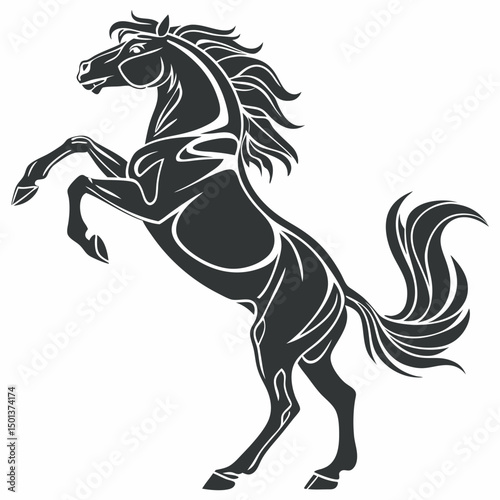 Rearing stallion horse silhouette vector illustration graceful equine design element