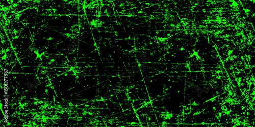 Grunge bright neon background. Green scuffs on a black wall. Dirt grunge distress texture. Overlay grunge. Alpha channel.vector ilustration
