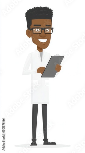 Person holding tablet in lab coat