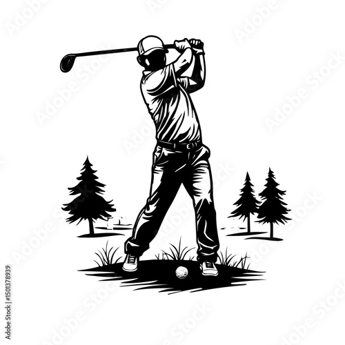 illustration of a golfer image vector 