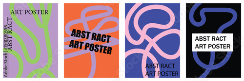 Abstract Wavy Shapes Poster Templates – Hand Drawn Modern Design for Branding, Ads, and Print Media