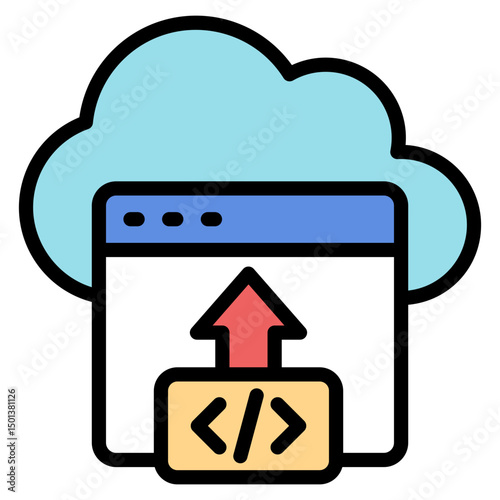 Cloud Deployment Icon Element For Design