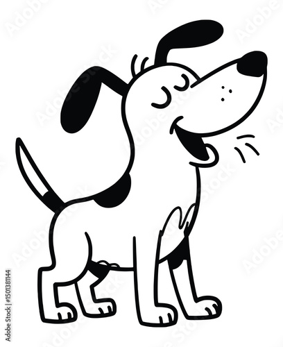 Happy cartoon dog panting joyfully playful pup