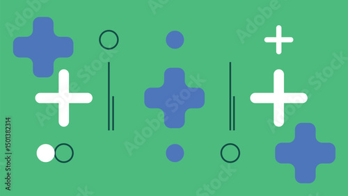 Playful Plus Symbol Design on Green Background