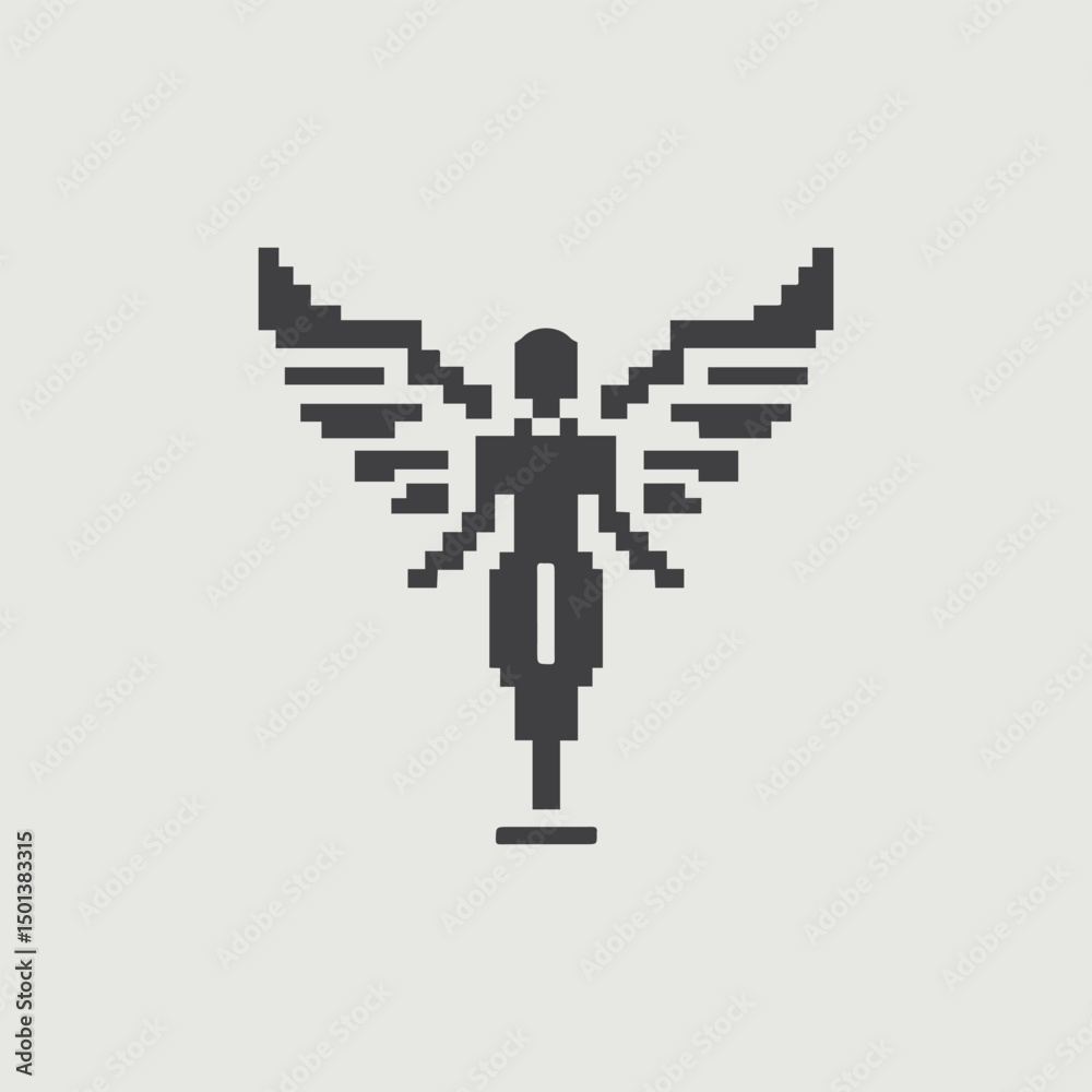 Fototapeta premium Pixel heart symbol with a computer mouse pointer. Pixel art girl logo. Vector file. Editable color.