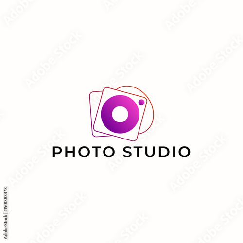 ILLUSTRATION PHOTOGRAPHY ABSTRACT CAMERA LENS SIMPLE LOGO ICON GRADIENT PURPLE PINK COLOR TEMPLATE DESIGN ELEMENT VECTOR. GOOD FOR PHOTO STUDIO, APPS