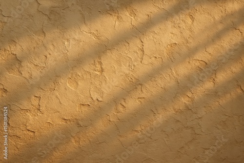 A natural textured clay wall in warm tones, lit by soft diagonal shadows, creating a handcrafted, Mediterranean-style ambiance.