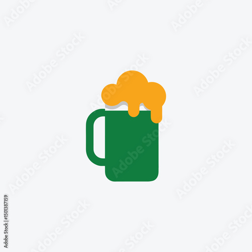 Green Beer Mug Graphic Vector Art Silhouette Design