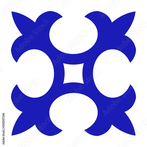 Blue cross talavera mexican tile. Mexico geometric pattern. Ceramic art. Vector illustration.