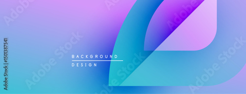 Abstract gradient background. Blue, purple hues blend smoothly. Minimalist design features curved shapes, text overlay. Modern aesthetic.