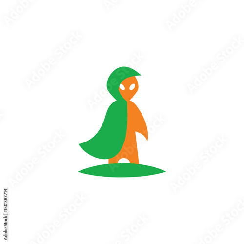 Green Cloak Vector Art Silhouette Design