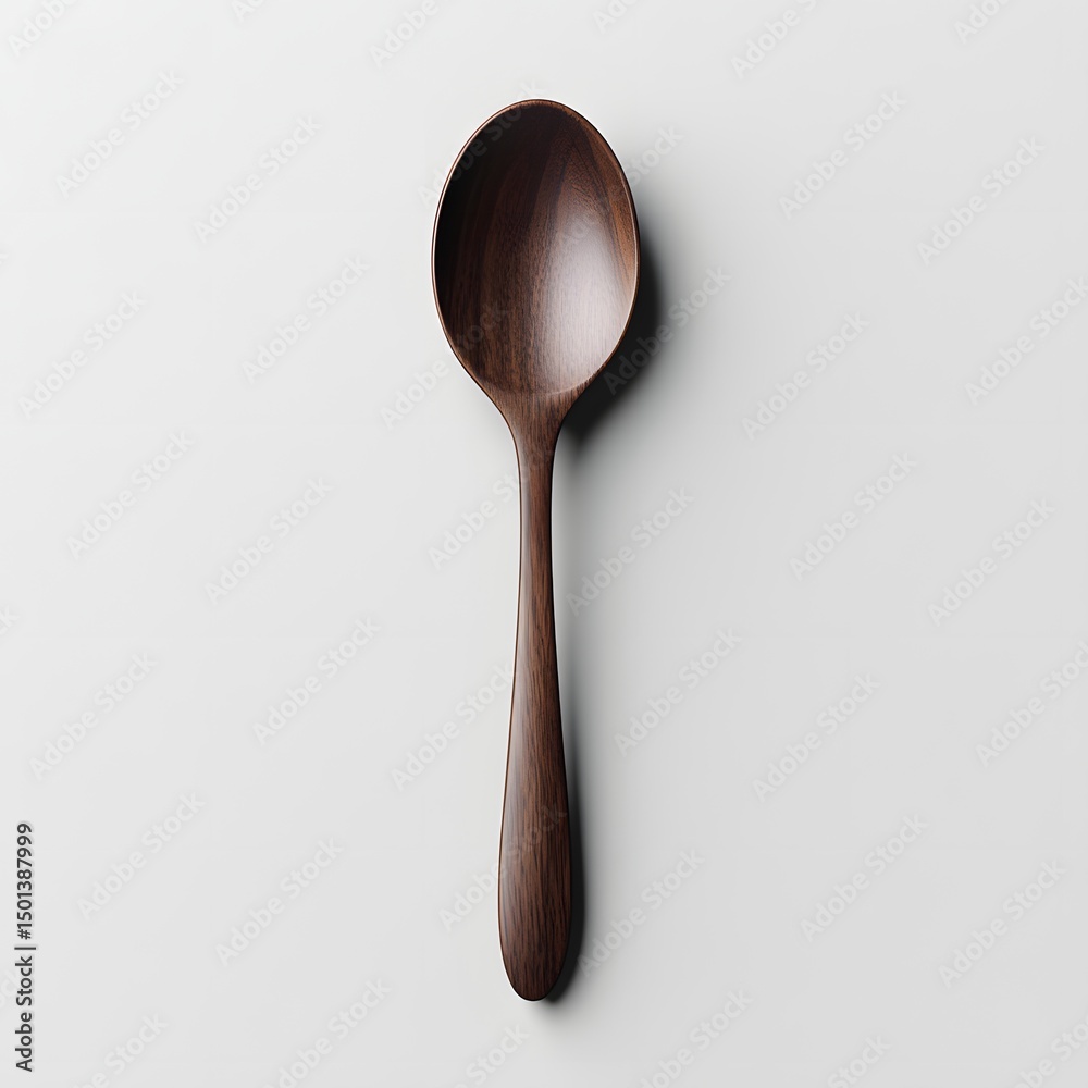 Elegant Wooden Spoon with Smooth Finish on Minimalist Background Elegant Wooden Spoon with Smooth Finish on Minimalist Background