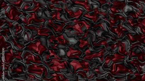 Abstract Red and Black Turbulent Liquid Wave Background Loop. dynamic flowing motion, chaos, fluidity. Ideal for use in digital art projects, music videos, visualizers, or modern graphic presentations
