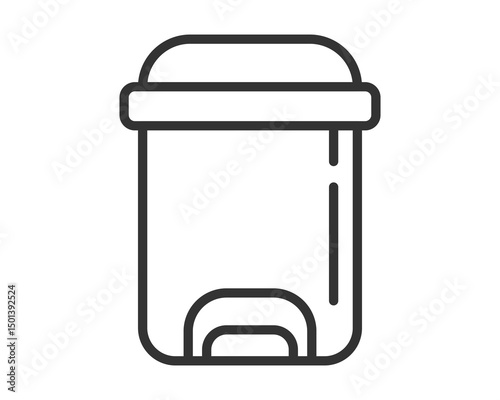 Minimalist vector icon of a waste container, symbolizing cleanliness, removal, recycling. Perfect for website, app design and environmental campaigns. Editable stroke.