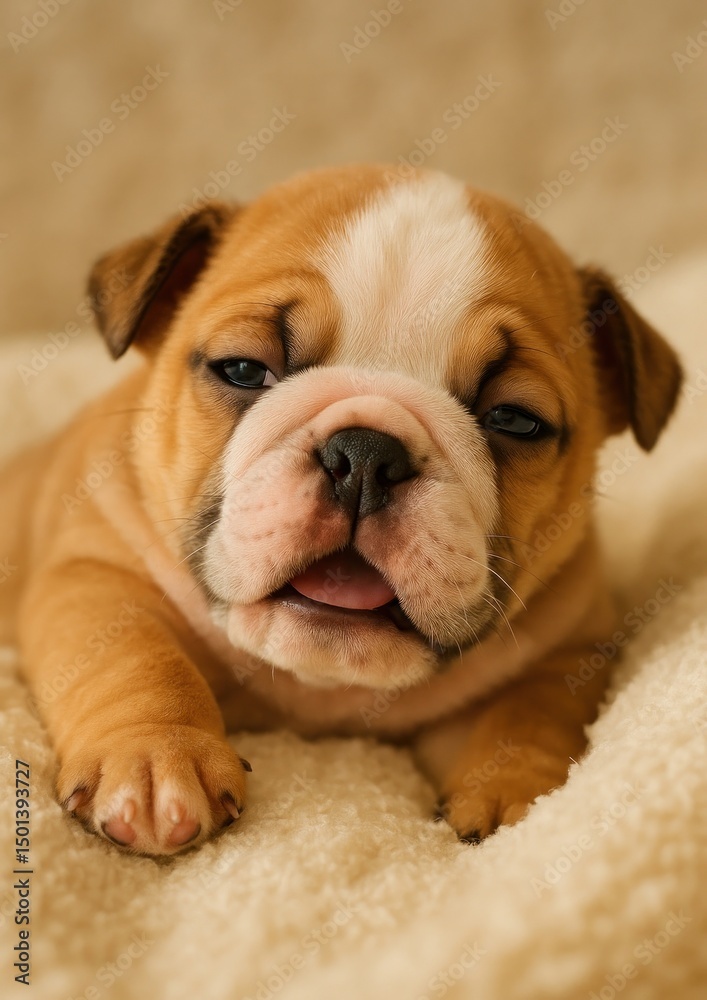 Obraz premium Adorable bulldog puppy resting
