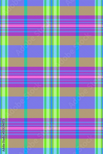 Contour seamless fabric textile, linen check background pattern. Basic tartan vector plaid texture in pink and green colors.