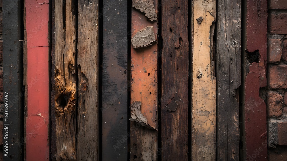 Textured Background of Weathered Wooden Planks with Rustic Color Variations and Patterns Textured Background of Weathered Wooden Planks with Rustic Color Variations and Patterns