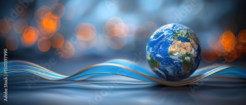 abstract background with glowing spheres