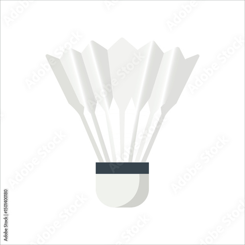 Detailed vector icon of a shuttlecock in white and grey tones, ideal for badminton sport branding, fitness, recreation activities, and athletic event designs.

