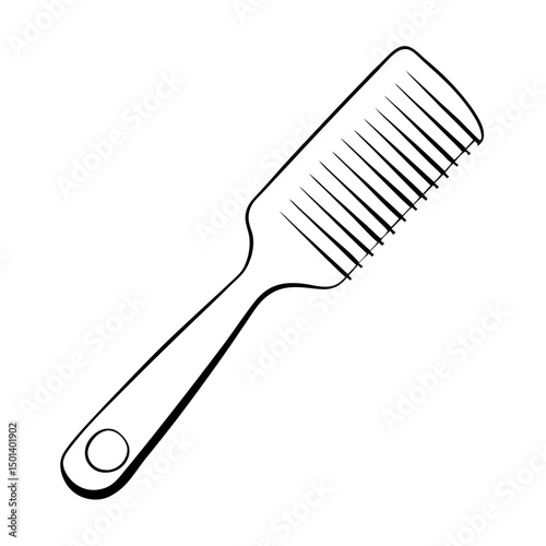 "Minimalist Line Art of Hair Comb – Black and White Vector Illustration"