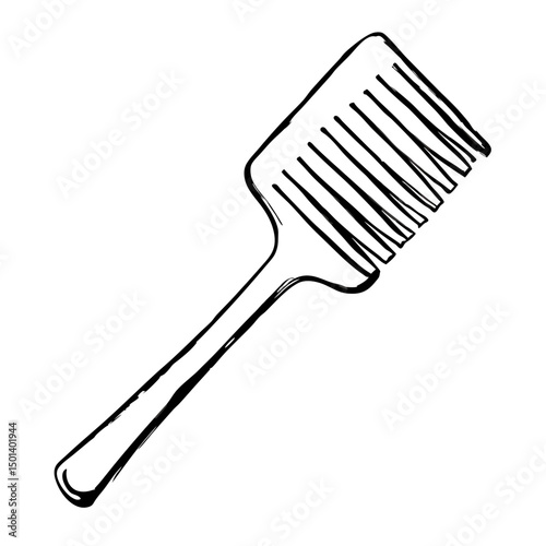 "Minimalist Line Art of Hair Comb – Black and White Vector Illustration"